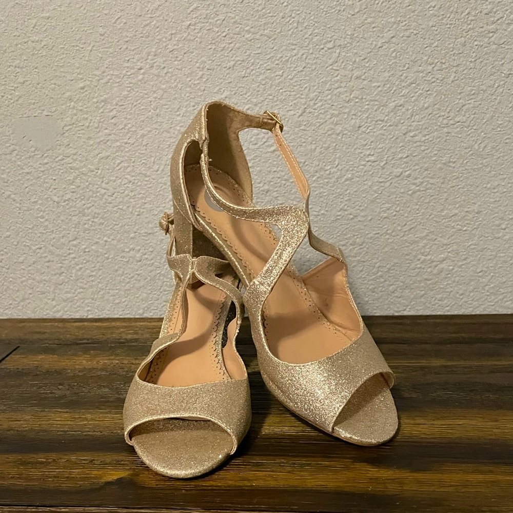 Gold sparkle heels size 10